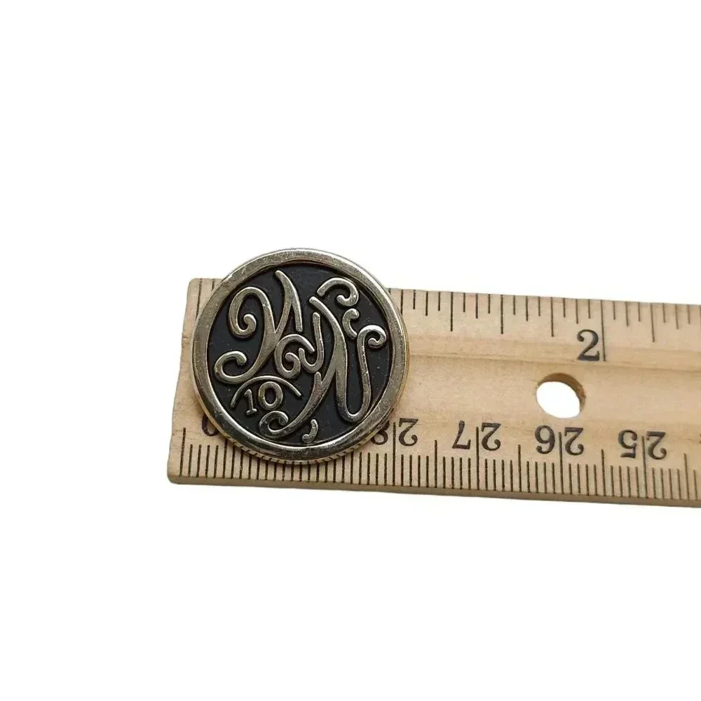Weight Watchers Black Enamel 10 Pound Brooch Pin Gold Tone Vintage